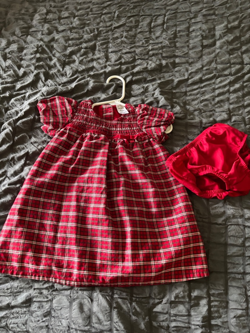Carter's Red and White Plaid Smocked Baby Dress with Matching Bloomers